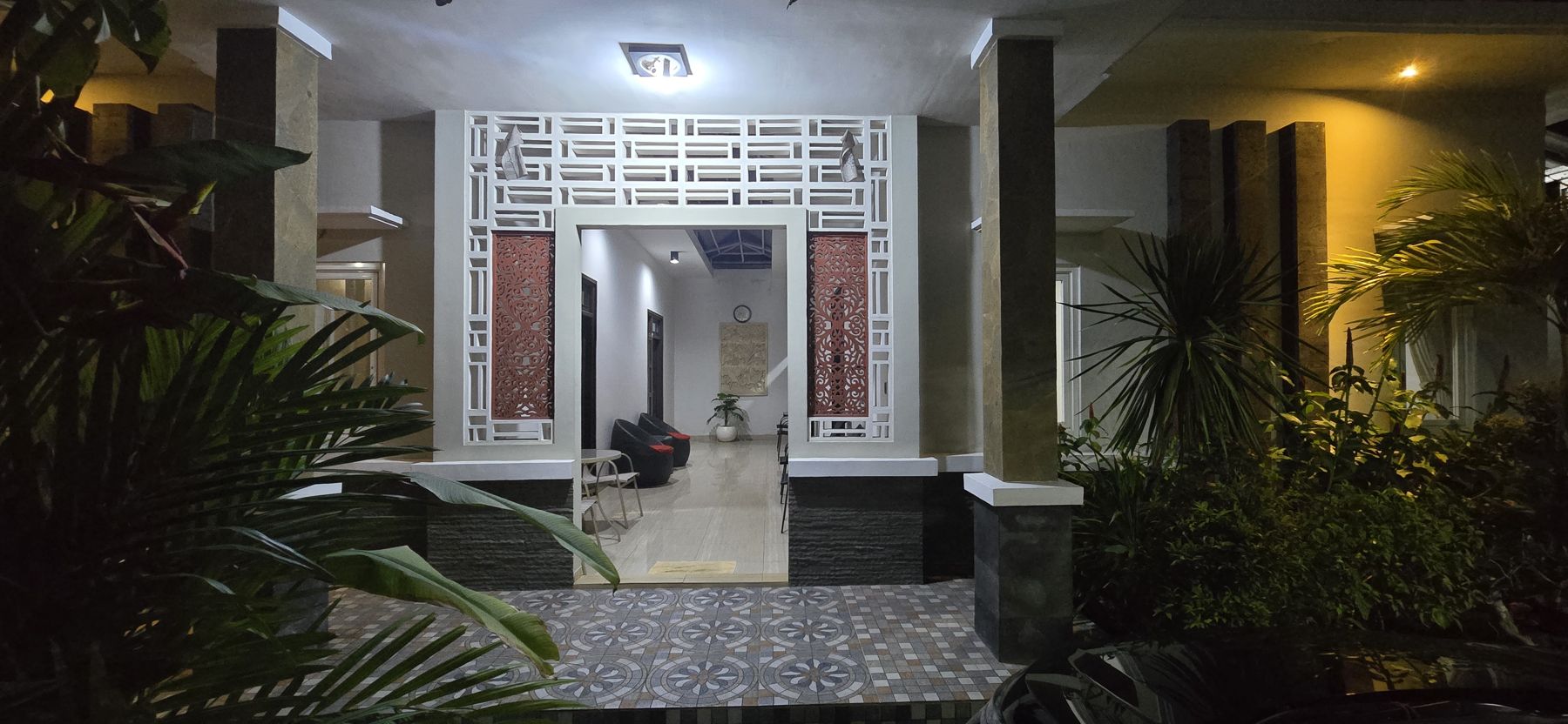 Front of Widi Homestay at night
